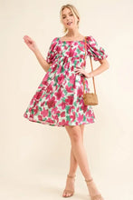 And The Why Smocked Floral Ruffle Short Sleeve Mini Dress Fuchsia Casual Dresses