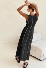 Contrast Stitching Maxi Tank Dress Woman Maxi Dress