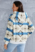 Shiny Geometric Half Zip Drawstring Long Sleeve Hoodie Woman Sweatshirts