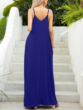 Spaghetti Strap V-Neck Maxi Dress with Pockets Woman Maxi Dress