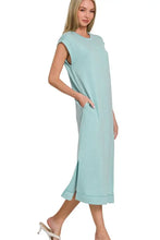 Zenana French Terry Sleeveless Round Neck Midi Dress Casual Dresses