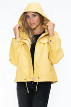 How Dare U Drawstring Hem PU Leather Zip Up Jacket Woman Outerwear