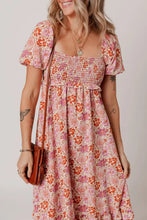 Floral Square Neck Knotted Ruffle Midi Dress Casual Dresses