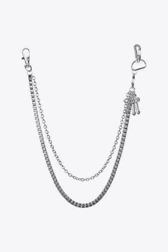 Double-Layered Cross Waist Chain Silver One Size Belts