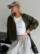 Honey Zip Up Long Sleeve Cropped Jacket Woman Outerwear