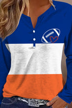 Football Graphic Notched Neck Top Woman Blouses