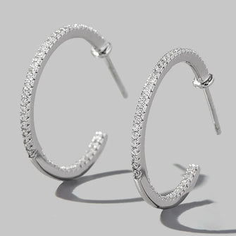 Zircon 925 Sterling Silver C-Hoop Earrings Silver One Size