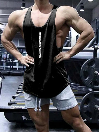 Men's Plus Size Round Neck Wide Strap Tank Black