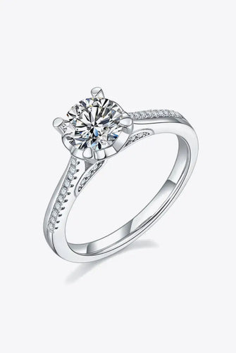 Adored 1 Carat Moissanite 925 Sterling Silver Side Stone Ring Silver Rings