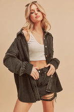 Aemi + Co Acid Washed Exposed Seam Button Up Jacket Woman Outerwear