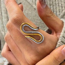 18K Gold-Plated Wave Design Two-Tone Ring Gold One Size