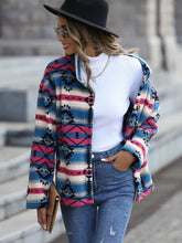 Geometric Button Down Dropped Shoulder Jacket Woman Outerwear