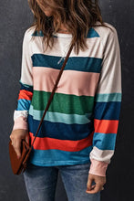 Striped Raglan Sleeve Round Neck Tee Stripe Woman T Shirts