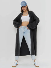 Open Front Long Sleeve Longline Cardigan Woman Outerwear
