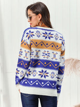 Fair Isle Patterned Knit Sweater Long Sleeve Pullover for Women
