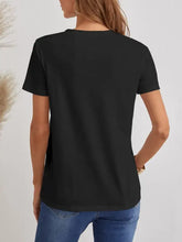 Black Short Sleeve T-Shirt with FAM-FAM Cat V-Neck Design