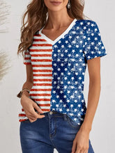 Short sleeve V-neck t-shirt with distressed American flag print