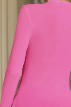 Fitted ribbed hot pink FAM-FAM surplice long sleeve T-shirt