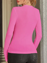 Fuchsia pink FAM-FAM surplice long sleeve knit top