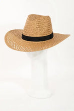 Fame Basket Weave luxurious straw sun hat with black band