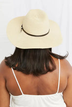 Fame Boho Summer Straw Fedora Hat with wide brim and dark band