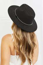 Black felt fedora hat with silver chain band from Fame Bring It Back