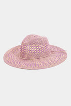 Fame Checkered Straw Weave wide-brim lavender sun protection hat