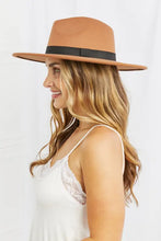 Woman in Fame Simple Things Fedora Hat with Tan Fedora and White Camisole