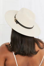 Light Fame Ride Along fedora hat with black faux leather band and gold buckle