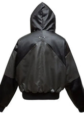 Faux fur hooded contrast bomber jacket for men in black