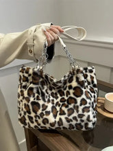 Faux Fur Leopard Shoulder Bag Beige One Size Shoulder Bags