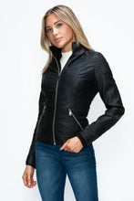 Faux Layered Black Jacket with Fuzzy Hood for Women Woman Outerwear
