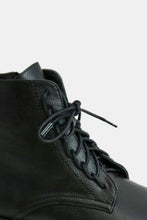 Black Faux Leather Lace-Up Boots for Women with Side Zipper