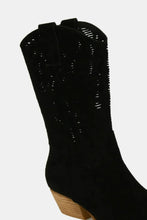 Faux Suede Laser Cut Block Heel Cowboy Boots for Women