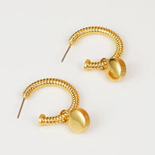 Rope Cat's Eye Stone C-Hoop Earrings Earrings