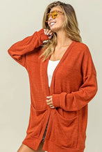 BiBi Open Front Drop Shoulder Cardigan with Pockets Woman Outerwear