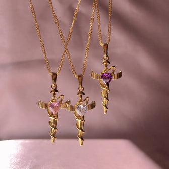 Copper Zircon Cross Pendant Necklace Style A One Size