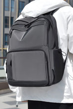Multi-Pockets Solid Color Backpack Bag Light Gray One Size