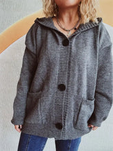 Dropped Shoulder Long Sleeve Hooded Cardigan Woman Outerwear