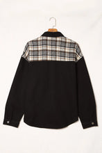 Plaid Pocketed Button Up Denim Jacket