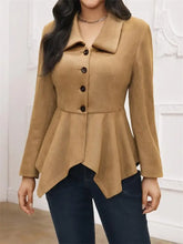 Handkerchief Hem Button Up Collared Neck Jacket Casual Dresses