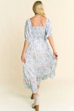 Davi & Dani Contrast Ric Smocking Bodice Tiered Midi Dress Casual Dresses
