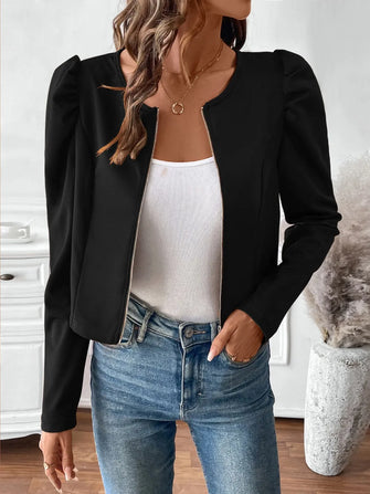 Zip Up Long Sleeve Jacket Black