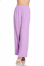 Lavender zenana woven airflow wide-leg pants with soft textured fabric and elastic waistband for comfortable wear