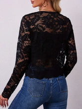 Lace Open Front Long Sleeve Jacket Woman Outerwear