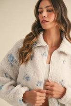 MABLE Floral Embroidered Fleece Teddy Jacket Woman Outerwear