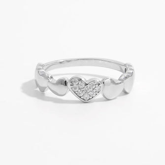 925 Sterling Silver Inlaid Zircon Heart Ring Silver Rings
