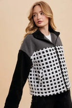 Annie Wear Plaid Zip Up Drop Shoulder Sherpa Jacket Woman Outerwear