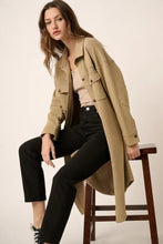 Mittoshop Acid Wash French Terry Longline Shacket Taupe Woman Outerwear