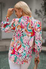 Printed Puff Sleeve Collared Blouse Woman Blouses